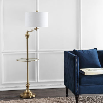 Cora 60" Metal/Glass LED Side Table and Floor Lamp - JONATHAN Y